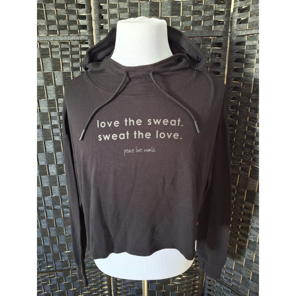 Peace Love World Hoodie Minimalist Athleisure Chic Lounge Cozy Womens Large